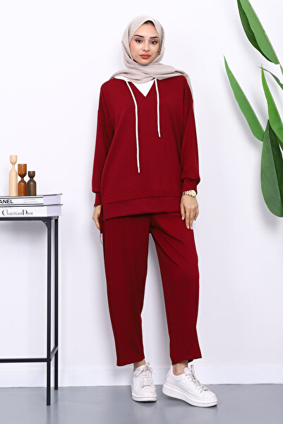 İmajButik Бордовий комплект з капюшоном і штанами