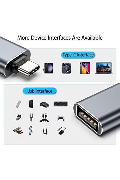 Generic USB-C to USB Adapter, USB-C Male to USB-A 3.2 Female, Type-C Thunderbolt 4 / OTG (Black)