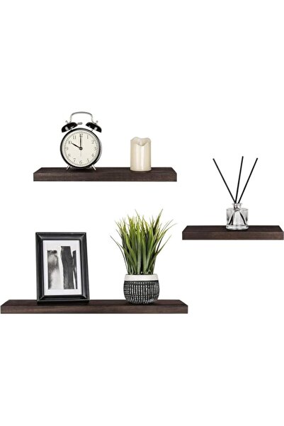 Generic HALAMODO Floating Shelves Walnut Wood Wall Shelf Set of 3 Modern Wall Mounted Shelves with Invisibl