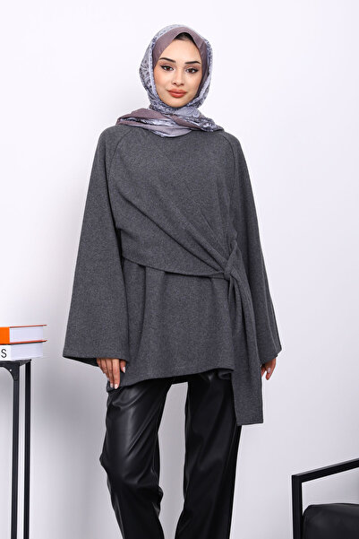 İmajButik Füme Yandan Şallı Fitilli Tunik