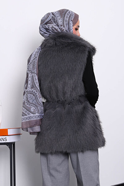 İmajButik Smoked Lined Belted Fur Vest