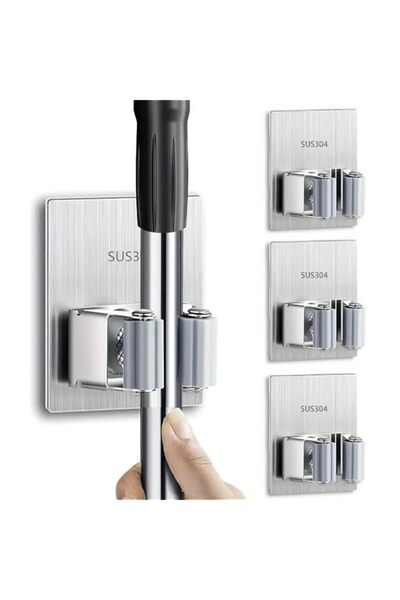Generic Self-Adhesive Broom Holder Wall Mount (Pack of 04pcs) – 304 Stainless...