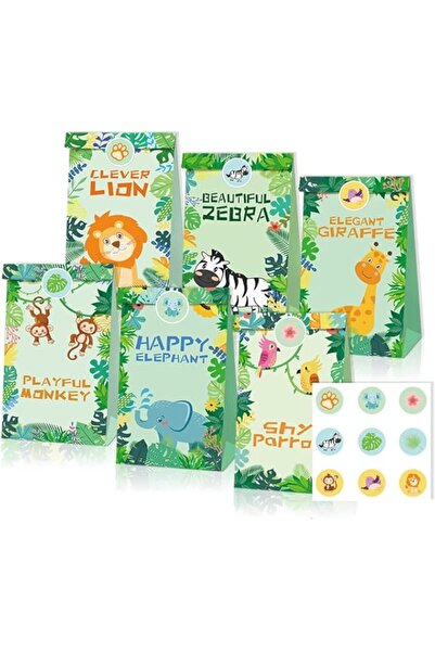 Generic Joyzzz Animal Party Favor Bags, 12 Pcs Animal Candy Treat Bags, Colorful Party Paper Gift Bags for