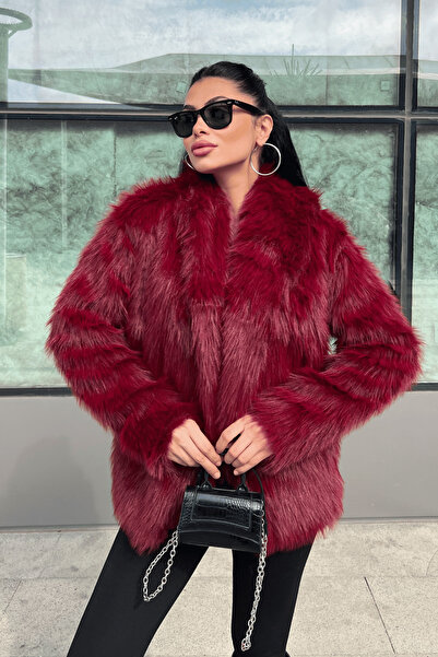 giyimmasalı Faux Design Fur - Bordo