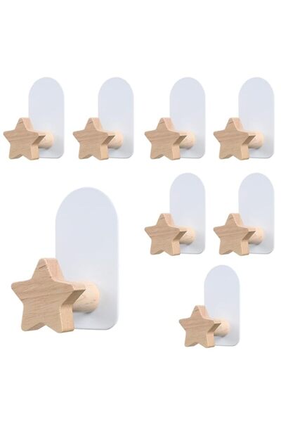 Generic 8 PCS Star Shaped Hooks, Kids Room Decorative Hooks, Wood Coat Hooks,...