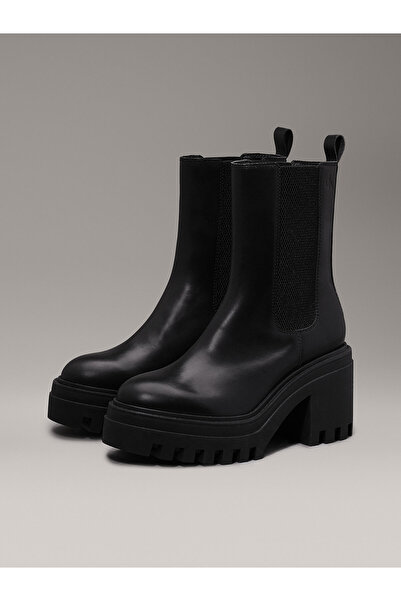 Calvin Klein Leather Chunky Heeled Chelsea Boots