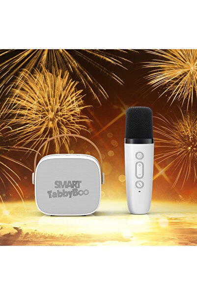 SMART TabbyBoo Microfon karaoke copii/adulti MK1, cu difuzor separat,4 efecte voce, Alb