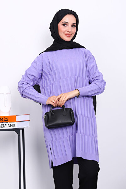 İmajButik Lilac Cold Yarn Mercerized Knitwear Tunic