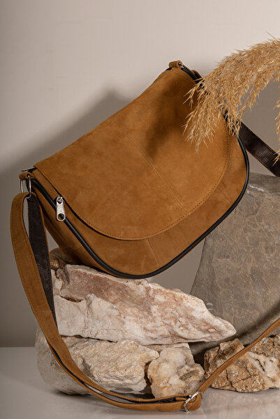 fubileather Genuine Leather Suede Midi Daily Women's Shoulder Bag