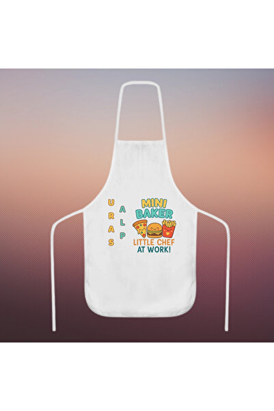 Atatuğ Hediyelik İsme Özel Çocuk Mutfak Önlüğü – “Little Chef at Work” Tasarı...