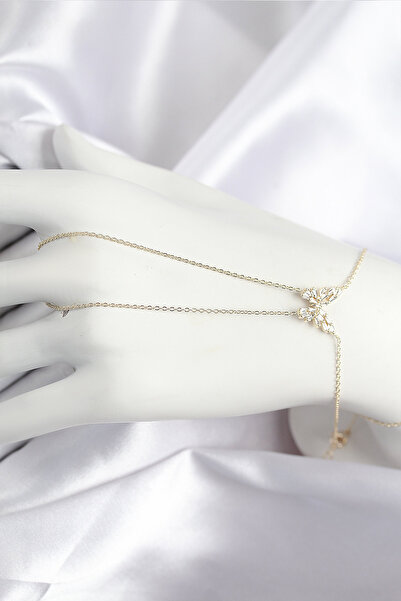 Skygo Brass Zircon Stone Butterfly Model Gold Color Şahmeran - Tj-Sn717