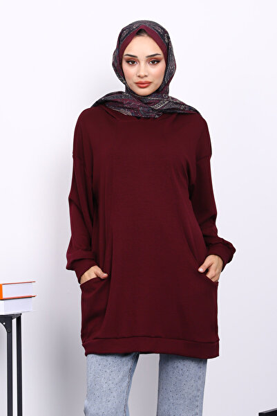 İmajButik Φούτερ με κουκούλα με διπλή τσέπη Plum