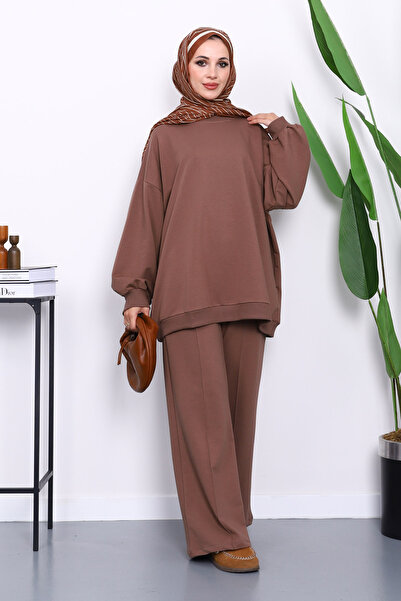 İmajButik Καφέ Σετ με δύο κλωστές Ov oversized με αντόλον