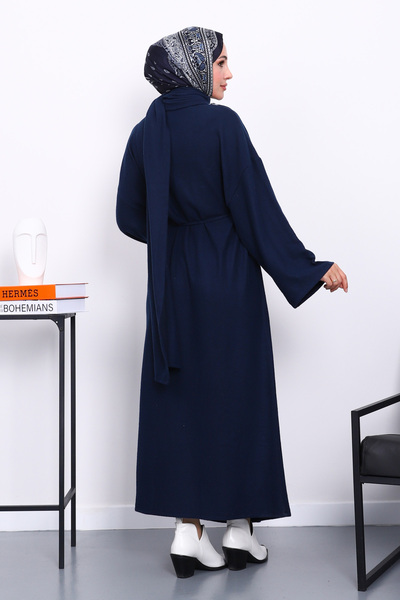 İmajButik Φόρεμα με λαιμόκοψη σε μπλε ναυτικό χρώμα