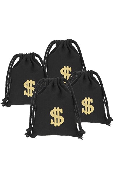 Generic 4 Pcs Money Drawstring Bag Dollar Party Favor Bags Canvas Money Pouch Dollar Sign Carrying Sack for