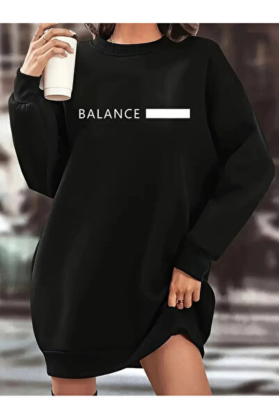 Pink Sky Φούτερ με μαύρο φλις με γράμματα Balance