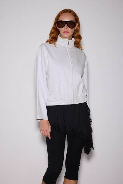 BABOKAH Dik Yaka Fermuarlı İnterlok Sweat Ceket