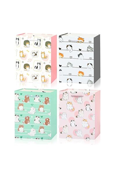 Generic 12 Pieces Cat Party Favors Bags With Handles, Cute Cat Goodie Bags Pet Birthday Gift Treats Bag for