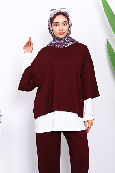İmajButik Plum T-Shirt, Underwear, and Pants Three-Piece Combination Set