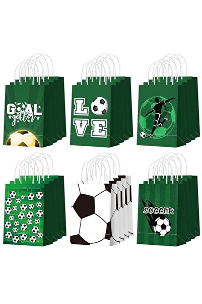 Generic Khazna 24 Pcs Soccer Ball Treat Bags, Football Party Favor Gift Bags Party Paper, for Kids Soccer T