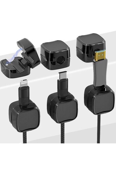 Other حامل منظم كابلات مغناطيسي من جيبواوا - 6 قطع، أسود