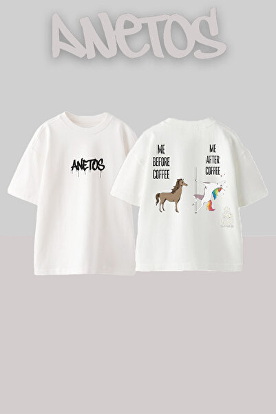 Anetos Μπλουζάκι U 1 Design Back με τύπωμα Cotton White oversized