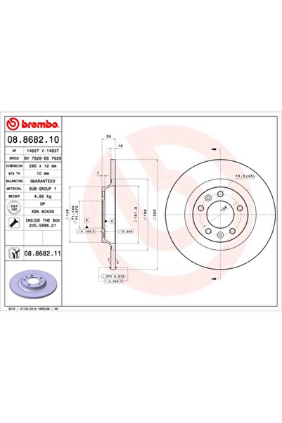 Brembo Disc Frana Citroen C5 3 Peugeot 407/508 1/607