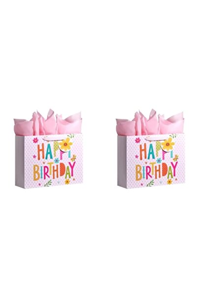 Generic BIGTHREE 13 Inch Pink Gift Bags (2-Pack) - Large Party Favor Bags with Tissue Paper for Girls & Wom