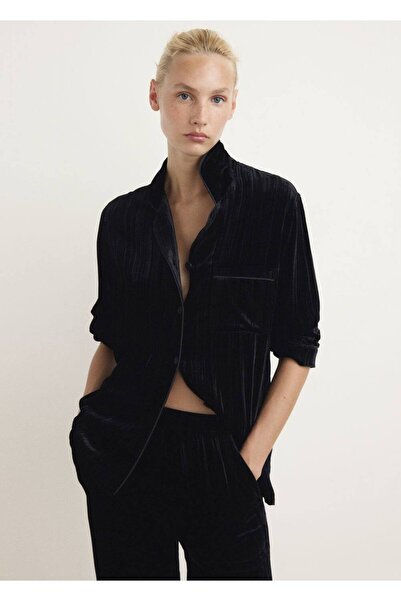 MANGO Woman Velvet Silk Shirt