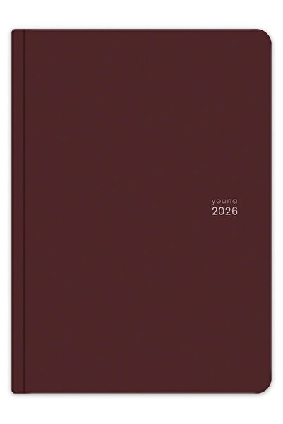 Matt Notebook Youna 2026 A5 дневник 15x21 cm - 12 месеца - вертикален дизайн - бордо