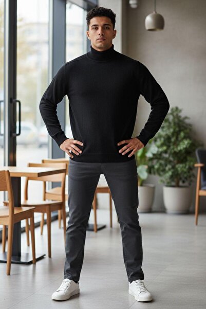 GÖMLEK GALERİSİ Men's Regular Fit Plain Half Fisherman Wool Knit Sweater
