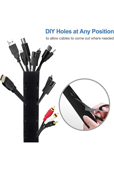 JOTO Cable Sleeve Cable Management, Zipper Organizer for TV/Computer, Black, 48-50.8 cm, Pack of 4
