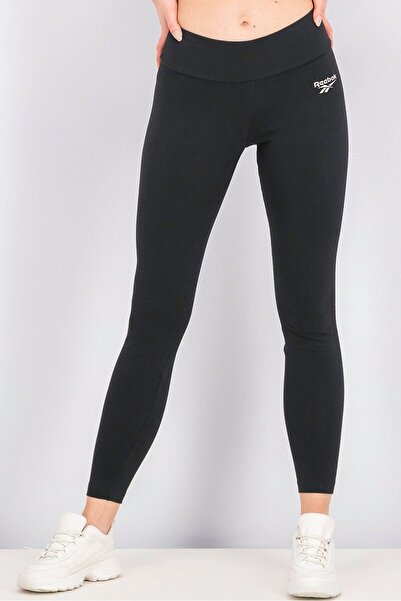 Reebok بنطال ليجنز كلاسيكي جرافيكي للنساء، أسود