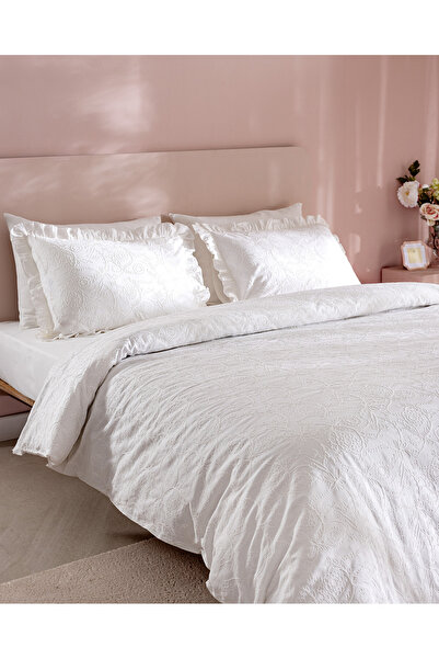 Madame Coco Aulne King Size %100 Pamuk Brodeli Nevresim Takımı - Beyaz