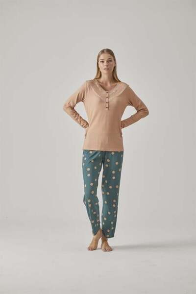 Relax Mode Kadın V Yaka Pijama Takım - 10775