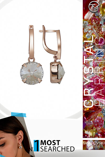 Twem Silver Zirconia Swaroski Crystal Stone Ros Earrings |   Romantic Pink St...