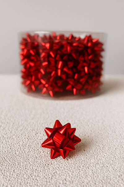 OLİ Art زينة هدايا صغيرة من الرافيا باللون الأحمر 2 سم - تغليف الهدايا، الديكور وزينة الحفلات (100 قطعة)