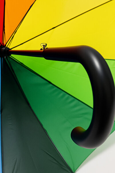 Silmarillion Büyük Boy 1. Sınıf 16 Telli Bastonlu Siyah Şemsiye 12 Telli Bastonlu Gökkuşağı Şemsiye Yağmur Kış