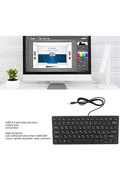 Other XUMIUZIY Slim Wired USB Keyboard — Bilingual Russian/Arabic, 78 Keys, Scissor Switches