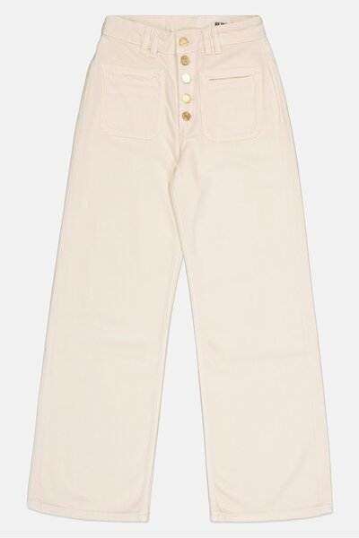 Reiko Women Wide Fit Solid Stretchable Denim, Off White