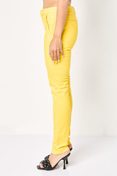 Reiko Women Regular Fit Solid Straight Leg Pants, Bright Lemon