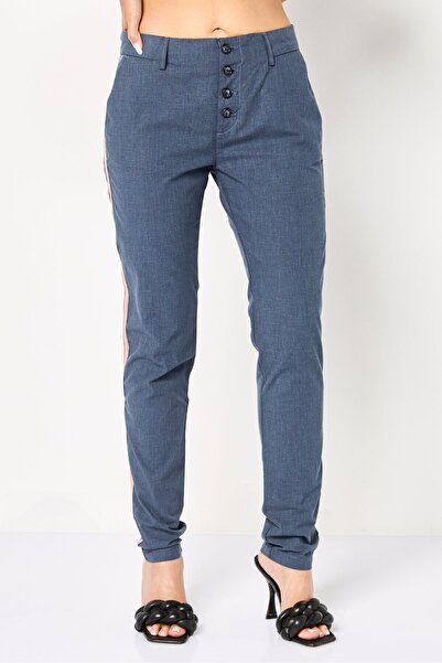 Reiko Women Regular Fit Chambray Straight Leg Pants, Slate Blue