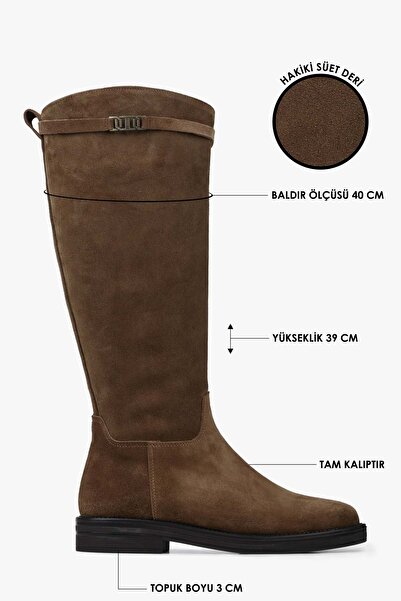 Shoeberry Γυναικείες μπότες Arlina Tan από γνήσιο δέρμα σουέτ