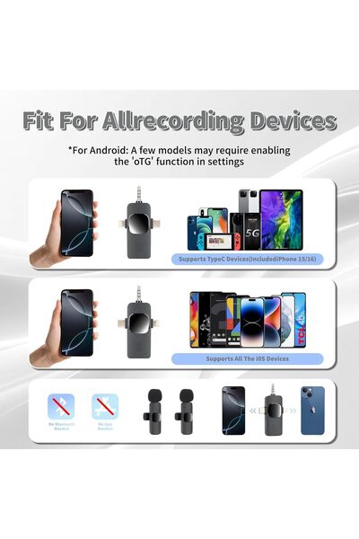 Other HiAlice K15 Wireless Lavalier Microphone Plug-and-Play for iPhone/Android USB-C Noise-Cancelling