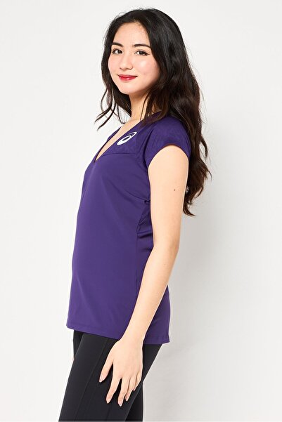 Asics Women Sportswear Fit Brand Logo Short Sleeve Training T-Shirt, Purple