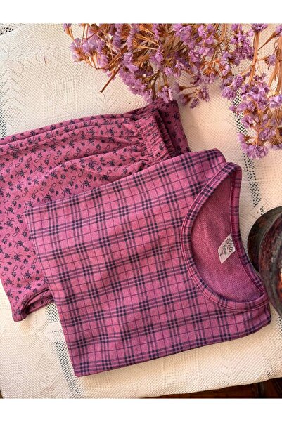 İNSPİRA Ekoseli Desenli Uzun Kol Kadın Pijama Takımı 2 İplik Kışlık Pamuklu Kumaş