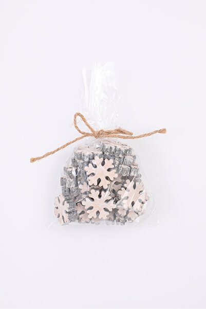 Muy Mucho 24 قطعة من زينة رقاقات الثلج، بيج ورمادي