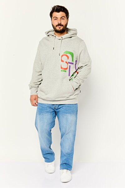 Esprit Men Hooded Long Sleeve Brand Logo Sweatshirt, Grey