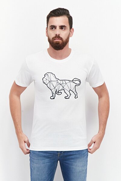 Project Essentials Men Crew Neck Short Sleeve Graphic Printed T Shirt, White