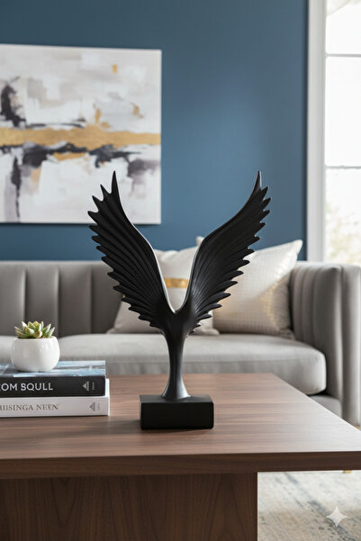 Dekoromi Dekoratif Modern Büyük Boy Kartal Heykeli 3D El Boyaması Siyah Obje ...